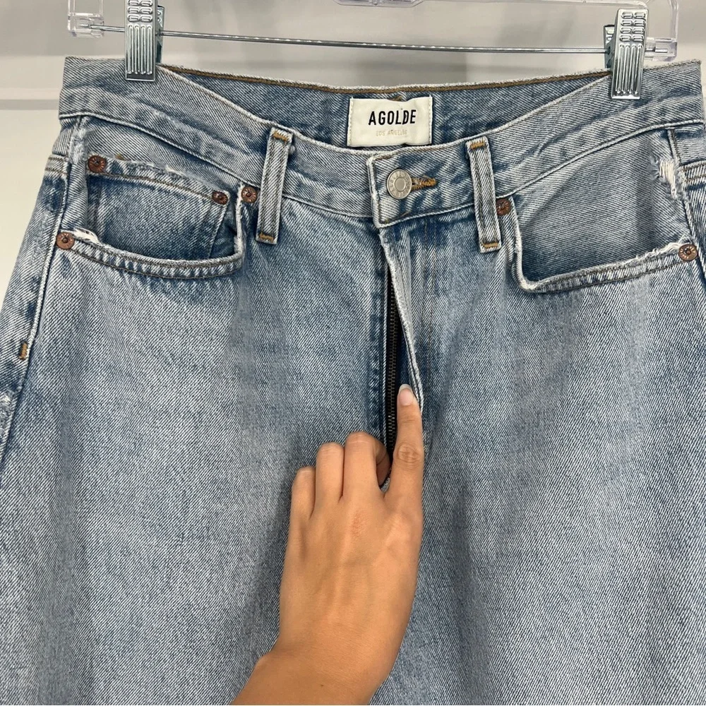 Agolde Balloon Baggy Leg Mid Rise Light Wash Classic Bohemian Denim Jeans 27